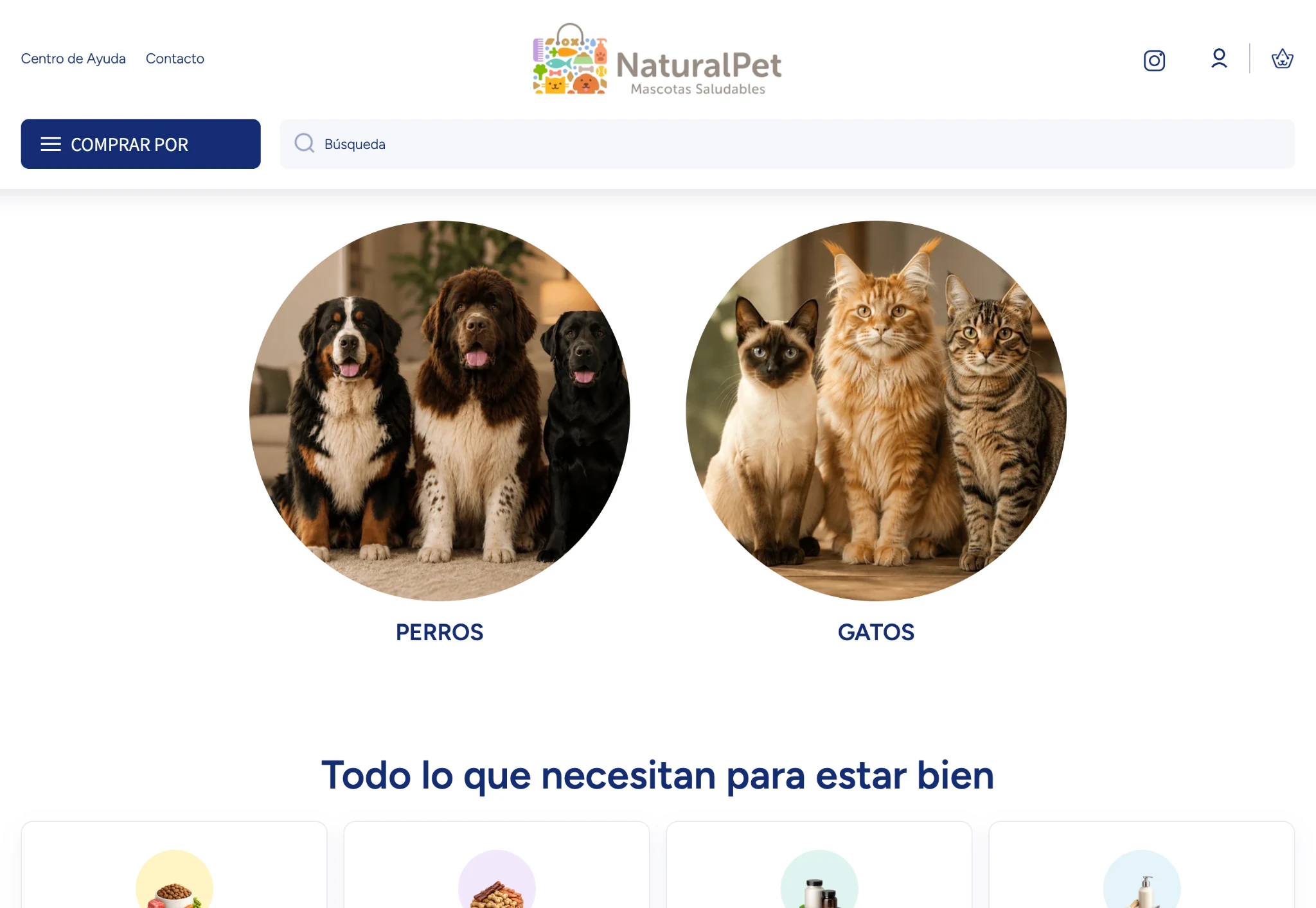 Natural Pet homepage on desktop